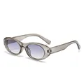 Vintage Oval-Cat-Eye-Sonnenbrille mit grauem transparentem Rahmen und lila Verlaufsgläsern - Grauer Rahmen Grauer Verlaufsglas