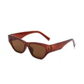 Vintage-Cat-Eye-Sonnenbrille mit breiten Bügeln und braunen Gläsern in Bernstein. - Dunkelbrauner Rahmen Braune Gläser
