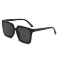 Moderne übergroße quadratische Sonnenbrille mit elegantem schwarzen Rahmen - Schwarzer Rahmen Graue Gläser