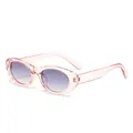 Modische rosa transparente ovale Sonnenbrille mit lila Verlaufsgläsern - Transparenter Rosa Rahmen Grauverlauf Gläser