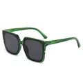 Retro-Sonnenbrille mit übergroßem quadratischem grünem Rahmen und dunklen Gläsern - Grüner Rahmen Graue Gläser