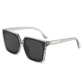 Stylische Oversize-Sonnenbrille mit transparentem grauem Rahmen und Gläsern - Transparent Grau Rahmen Graue Linse