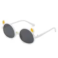 Adorable white cartoon cat ear sunglasses for children featuring protective dark lenses - White Frame Dark Grey Lens