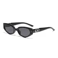 Elegante zwarte cat-eye zonnebril met schitterende diamanten details voor dames - Zwart Frame Zwart Grijze Glazen