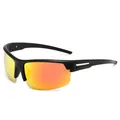 Black frame sports cycling sunglasses with orange mirrored polarized lenses for UV protection - Dazzling Red Lens (VA03) / Polarized / Black Frame