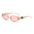 Elegantes gafas de sol de ojo de gato rosas con detalles de pedrería en las patillas - Montura rosa transparente lentes rosas