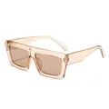Retro übergroße Sonnenbrille mit champagnerfarbenem Rahmen und braunen Gläsern. - Transparenter Tee-Rahmen Tee-Gläser