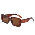 Retro-Sonnenbrille mit kleinem quadratischem transparentem braunem Rahmen und Gläsern - Dunkelbrauner Rahmen Braune Gläser