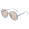 Lunettes de soleil carrées surdimensionnées chic pour femmes avec monture bleue - Monture Bleue Verres Thé Transparent