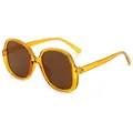 Lunettes de soleil carrées rétro surdimensionnées avec monture ambre transparente chic - Monture Orange Verre Thé