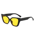 Stylische Vintage-Cateye-Sonnenbrille für Damen mit schwarzem Rahmen und gelben Gläsern - Schwarzer Rahmen Gelbe Gläser