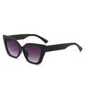 Vintage Katzenaugen-Sonnenbrille für Damen, schwarzer Rahmen, lila Verlaufsgläser - Schwarzer Rahmen Grauer Verlaufsglas