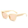 Modische Vintage-Cat-Eye-Sonnenbrille für Damen mit cremefarbenem Rahmen und Gläsern - Beigefarbener Rahmen Transparente Teeglas