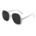Lunettes de soleil carrées oversize pour femmes avec monture blanche tendance - Monture Blanche Verres Gris Foncé