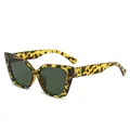 Retro-Katzenaugen-Sonnenbrille für Damen mit Leopard-Rahmen und dunkelgrünen Gläsern - Grüner Schildpattrahmen Grüne Gläser