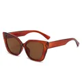 Modische Vintage Katzenaugen-Sonnenbrille für Damen mit rotbraunem Rahmen und Teegläsern - Dunkelbrauner Rahmen Braune Gläser
