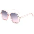 Lunettes de soleil carrées rose transparent avec verres dégradés violet-rose femme - Monture Rose Transparente Dégradé Gris Rose