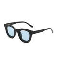 Retro-Sonnenbrille mit rundem schwarzem Rahmen und hellblauen Gläsern für Damen - Schwarzer Rahmen Blaue Gläser