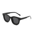 Klassische Retro-Sonnenbrille für Damen mit rundem schwarzem Rahmen für modischen Stil - Schwarzer Rahmen Schwarz Graue Gläser