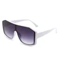 Occhiali da sole scudo bianchi oversize con eleganti lenti sfumate viola da donna. - Montatura Bianca Lenti Grigie