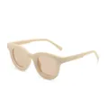 Vintage Damen Sonnenbrille mit rundem Rahmen in schickem Creme und braunen Gläsern - Cremeweißer Rahmen / Teebraune Gläser