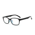 Classic black full-frame anti-blue light myopia glasses for men and women, clear lens - Black Outside Blue Inside Frame / Myopia 225 Degrees