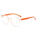 Modische Anti-Blaulicht-Kinderbrille mit klarem Rahmen und leuchtend orange Bügeln - Transparent Orange
