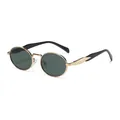 Vintage-Sonnenbrille mit ovalem Metallrahmen in Gold und grünen Gläsern - Goldrahmen Grün