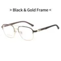 Klassisches Herren-Brillengestell mit Doppelsteg in elegantem Schwarz und Gold - Schwarz Gold Rahmen Klare Linse (3327)
