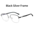 Retro-Brillengestell mit Doppelsteg für Herren in Schwarz und Silber-Optik - Schwarz Silber Rahmen Klare Linse (3327)