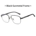 Business-Brillenfassung für Herren, quadratisch mit Doppelsteg in Schwarz-Gunmetal - Gunmetal Rahmen Klare Linse (3327)