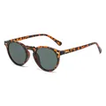 Retro round sunglasses with tortoise shell frame and stylish silver rice stud details - Demi Frame G15 Lens