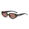 Vintage cat-eye zonnebril met versierde strass-poten in koffiebruin design model - Koffie Frame Lichte Thee Lens
