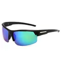 Professional polarized cycling sunglasses with iridescent blue-green gradient lenses - Dazzling Green Lens (VA03) / Polarized / Black Frame