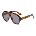 Futuristic Y2K oversized sunglasses with tortoise leopard print frame and grey lenses. - Leopard Frame Grey Lens