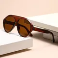 Futuristic brown oversized cyberpunk Y2K sunglasses for men and women. - Brown Frame Brown Lens