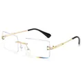 Classic rimless square sunglasses with gold metal frame and clear ocean lenses - Gold Frame Clear Lens