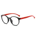 Professionelle runde Blaulichtfilter-Brille für Kinder mit schwarzem Rahmen und roten Bügeln - Schwarzer Rahmen Roter Bügel