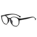 Modische schwarze runde Blaulichtfilter-Brille für Kinder am Computer und beim Lesen. - Schwarzer Rahmen Schwarzes Bein