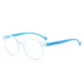 Blaulichtfilter Brille für Kinder mit transparent blauem Rahmen und blauen Bügeln - Transparent Blau
