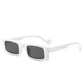 Trendy white square frame sunglasses for women with dark lenses fashion streetwear accessory - White Frame Dark Grey Lens
