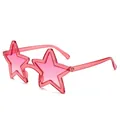 Lunettes de soleil rose pailleté en forme d'étoile pour fêtes et photos de plage - Monture Rouge Transparente Verres Roses Dégradés