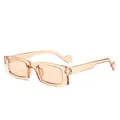Trendige quadratische Sonnenbrille für Damen in transparentem Orange-Bernstein-Look - Hellteefarbener Rahmen Hellteefarbene Gläser