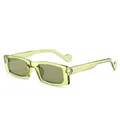 Retro-Sonnenbrille mit quadratischem Rahmen in Olivgrün, trendiger Streetstyle für Damen - Transparenter Hellgrüner Rahmen Hellgrüne Gläser