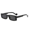 Stylische schwarze rechteckige Sonnenbrille für Damen mit dickem quadratischem Rahmen - Glänzendes Schwarz / Grau
