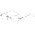 Elegantes gafas de lectura sin montura con filtro de luz azul y bordes brillantes. - 3.50 Dioptrías / Plateado