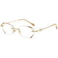 Gafas de lectura sin montura con filtro de luz azul y bordes brillantes - 3.50 Dioptrías / Dorado