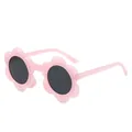 Pink flower-shaped kids sunglasses with a stylish jelly-colored frame for children - Jelly Pink Grey Lens