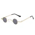 Mini lunettes de soleil rondes en métal rétro avec monture dorée et verres noirs - Monture Ronde / Monture Dorée Verres Gris