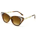 Modieuze cat-eye zonnebril met schildpadmontuur en stijlvolle gouden kettingpoten - Schildpad Frame Thee Lenzen